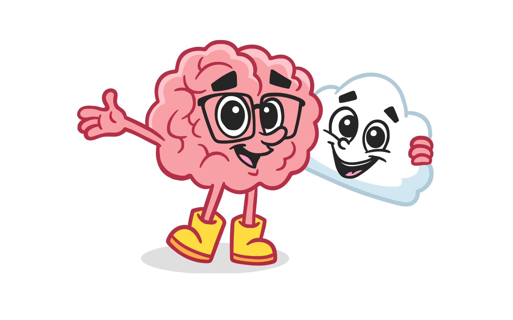 Brainsy and Cloud mascots